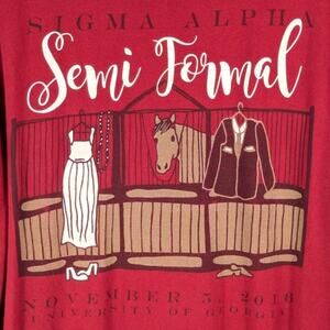 Sigma Alpha Sorority M Long Sleeve Shirt UGA Semi Formal 2016 Red Graphic Tee